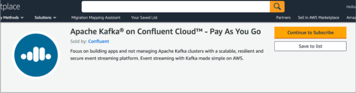 Selecting Confluent Cloud in Marketplace